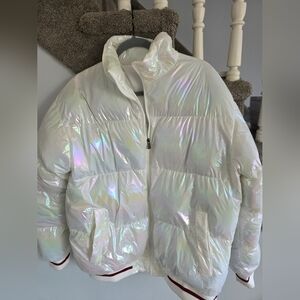 Iridescent White Puffer Jacket